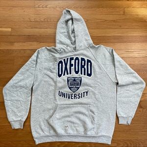 Vintage Oxford University Sweatshirt Hoodie Gray Grey Screen Stars XL